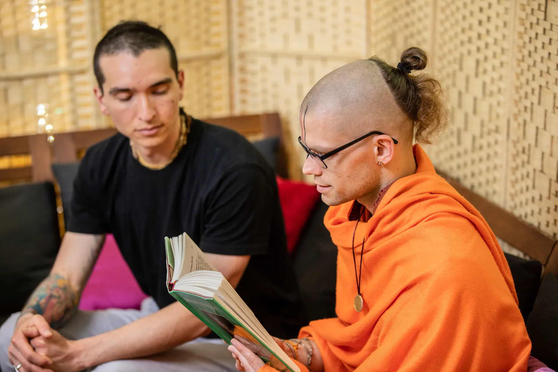 swami (hindu senior monk) sharing knowledge